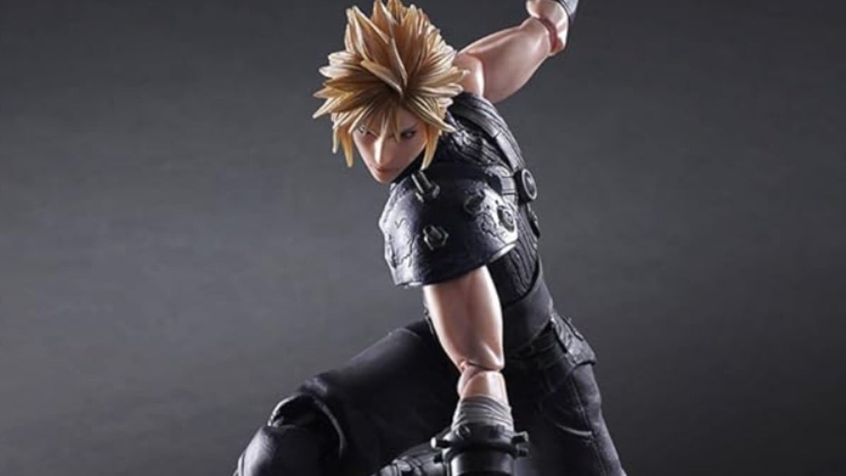 An action figure of Cloud from Final Fantasy.