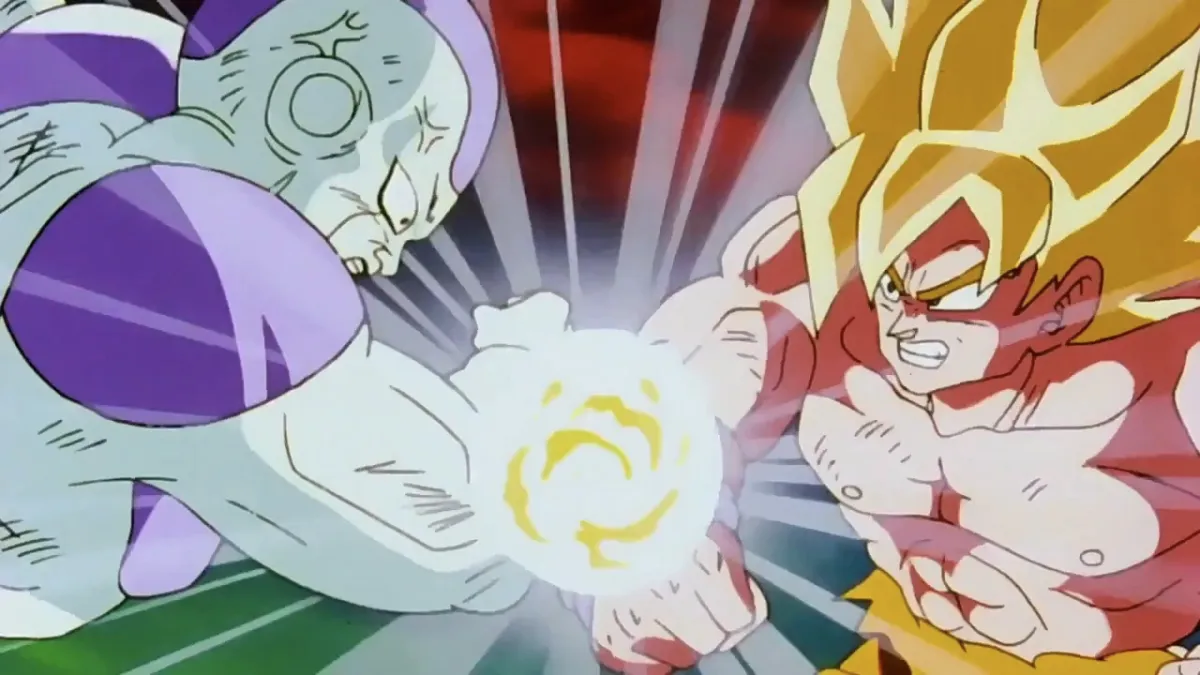 Goku in the fight against Frieza, one of the top ten best fights Goku had.